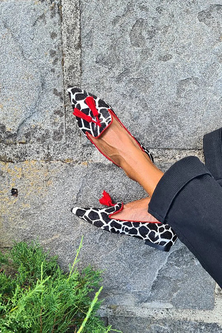 Animal Print Loafer with Red Fringes | NORTHLINE STUDIO