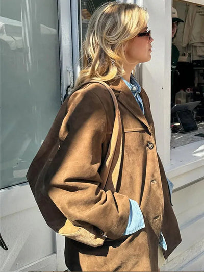 Hannah | Classic Brown Suede Jacket