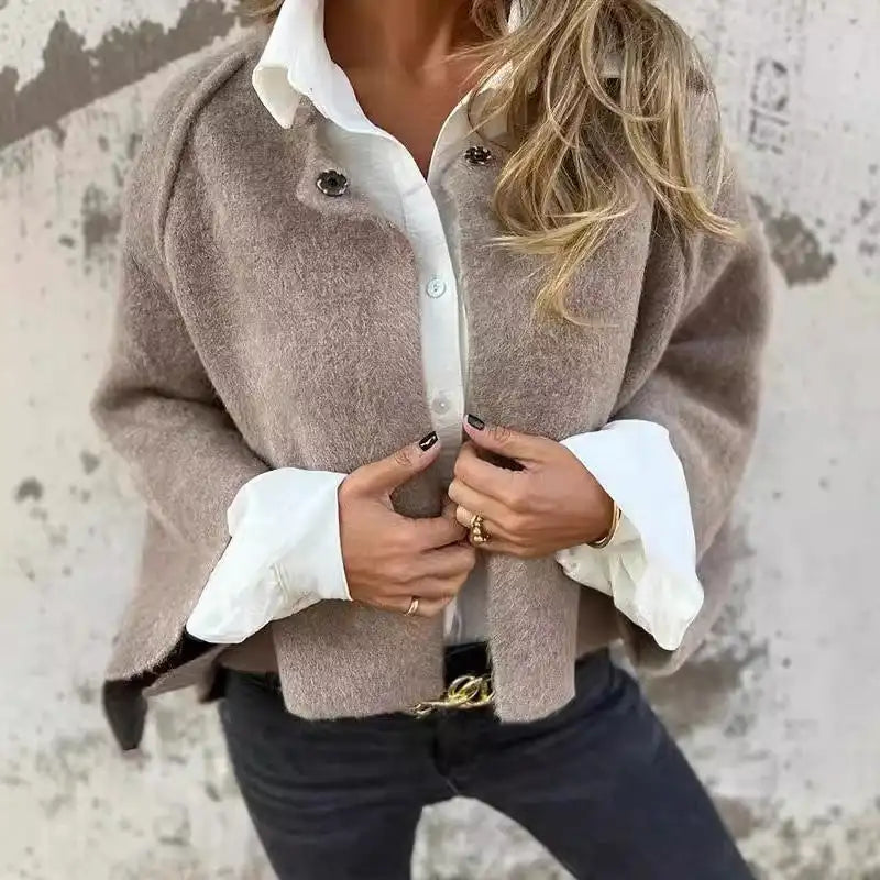 Amalia - Long Sleeve Round Neck Wool Cardigan